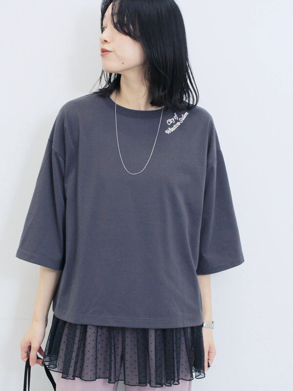 セール】 ペプラムロングタンクトップ（オフホワイト/ホワイト