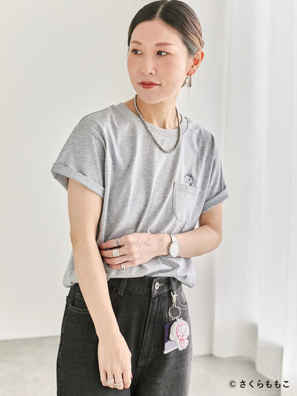 COJI-COJI/刺繍Tシャツ（オフホワイト/ＴＯＰグレー）｜Samansa Mos2 blue（サマンサモスモス ブルー）通販