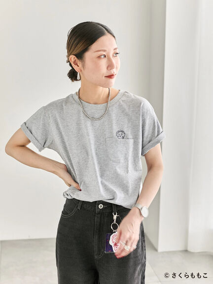 COJI-COJI/刺繍Tシャツ（オフホワイト/ＴＯＰグレー）｜Samansa Mos2 blue（サマンサモスモス ブルー）通販