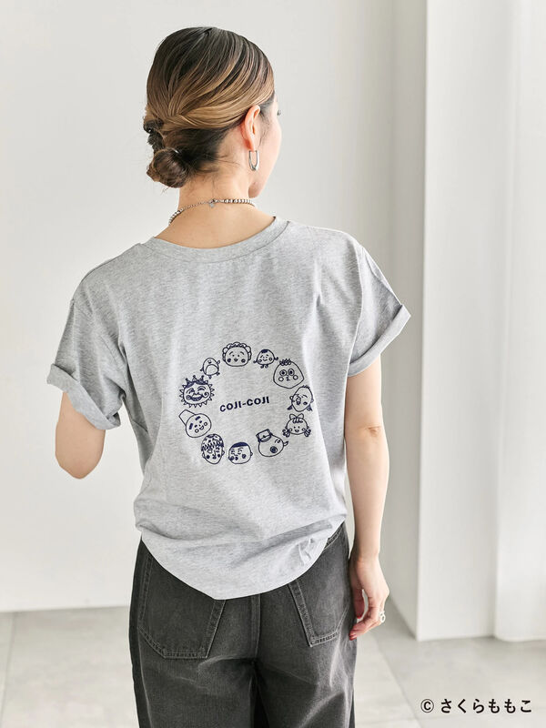 Samansa Mos2 blue COJI-COJI /刺繍Tシャツコジコジ COJI-COJI/刺繍Tシャツ（オフホワイト/TOPグレー/トップス/T