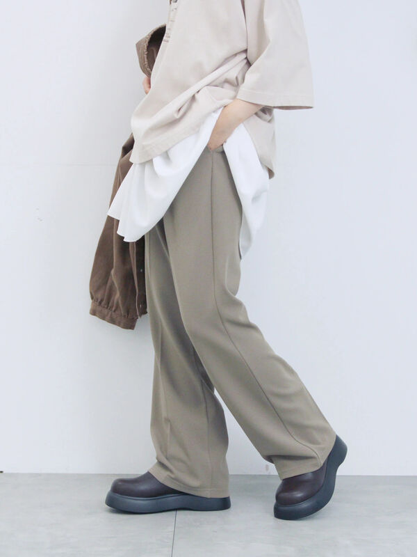 カットジョーゼットセミフレアパンツ（カーキ）｜Samansa Mos2 blue（サマンサモスモス ブルー）通販
