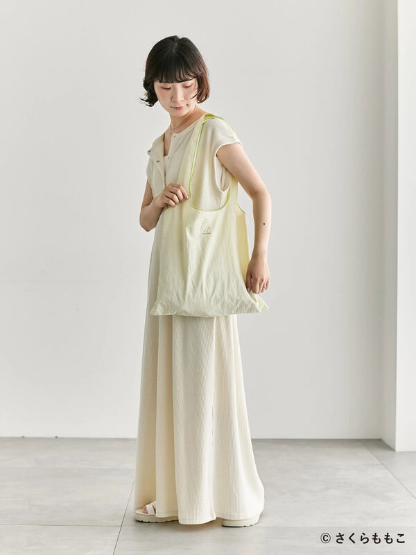 総合ページ▽マンモスさん セール】 COJI-COJI/パイピングトート（グレー/イエロー/バッグ/バッグ