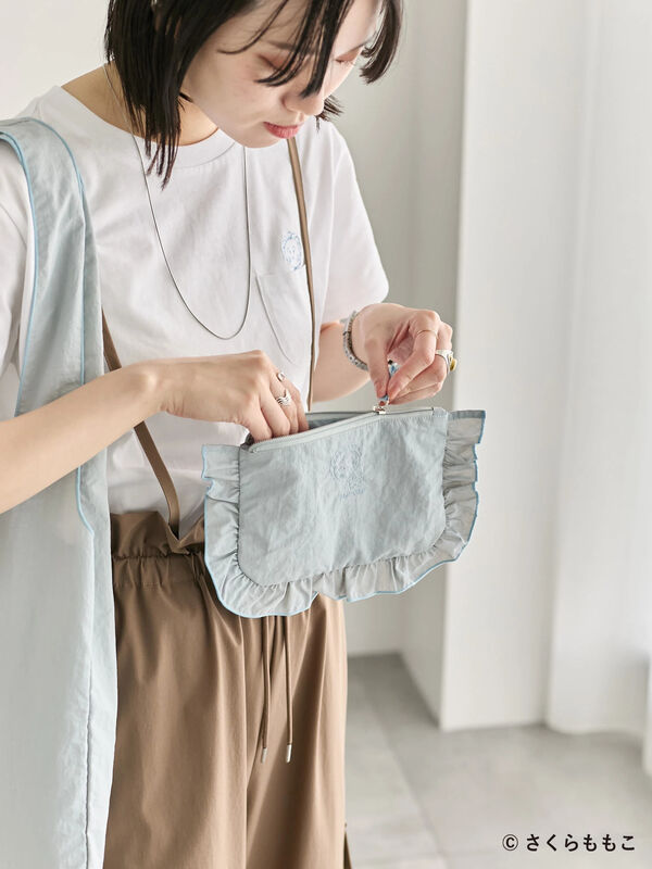 セール】 COJI-COJI/フリルポーチ（グレー/イエロー/バッグ/バッグ