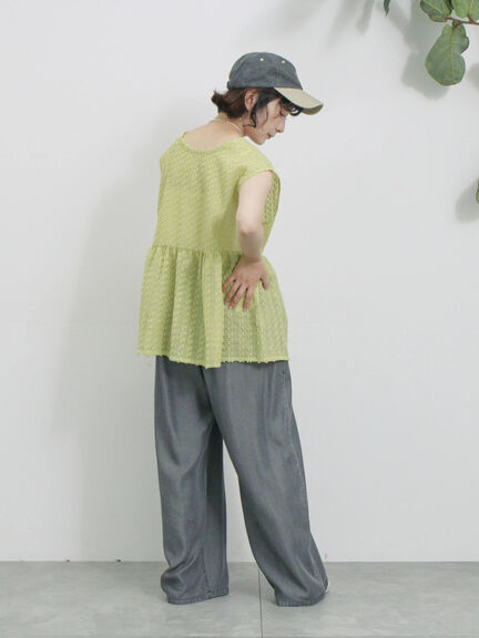 前後2wayジャカードペプラムノースリーブブラウス（オフホワイト/イエロー）｜Samansa Mos2 blue（サマンサモスモス ブルー）通販
