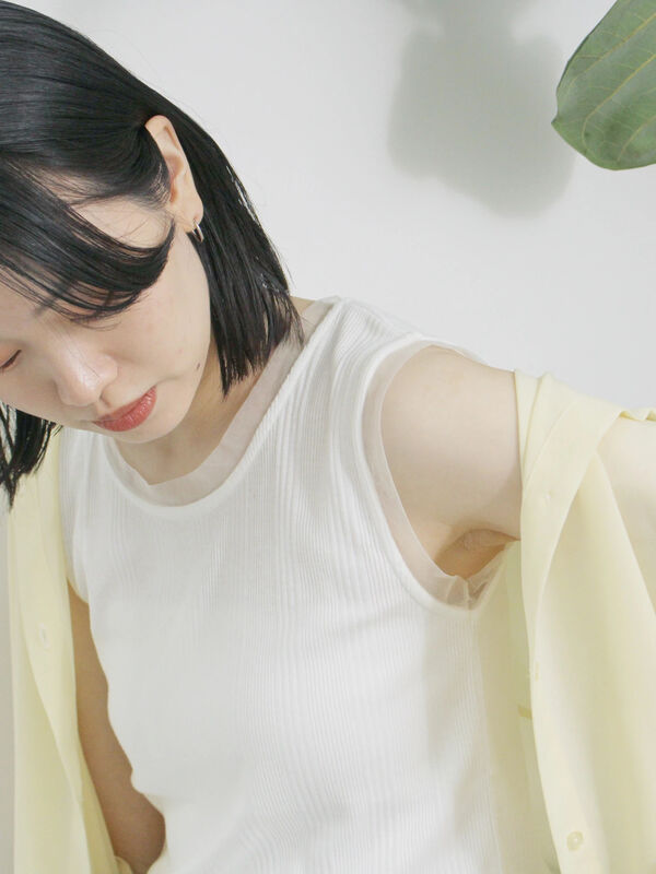 チュール付リブタンク（オフホワイト）｜Samansa Mos2 blue（サマンサモスモス ブルー）通販