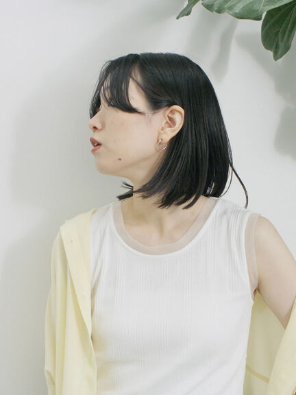 チュール付リブタンク（オフホワイト/チャコールグレー/ブラック）｜Samansa Mos2 blue（サマンサモスモス ブルー）通販