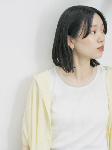 チュール付リブタンク（オフホワイト/チャコールグレー/ブラック）｜Samansa Mos2 blue（サマンサモスモス ブルー）通販