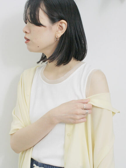 チュール付リブタンク（オフホワイト/チャコールグレー/ブラック）｜Samansa Mos2 blue（サマンサモスモス ブルー）通販