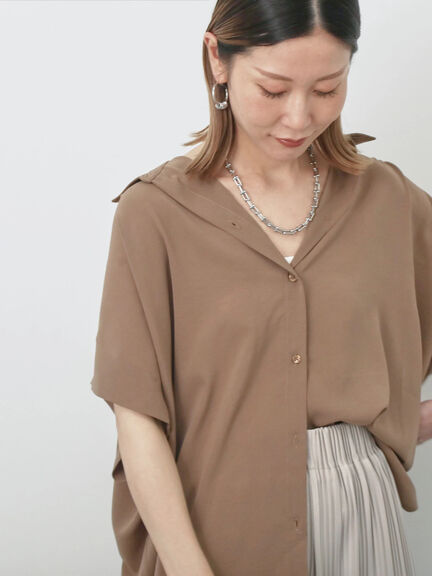 【接触冷感】ポンチョブラウス（モカ/イエロー/グリーン）｜Samansa Mos2 blue（サマンサモスモス ブルー）通販