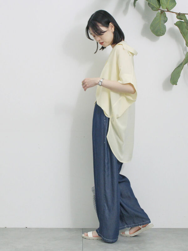 セール】 【接触冷感】ポンチョブラウス（モカ/イエロー/グリーン