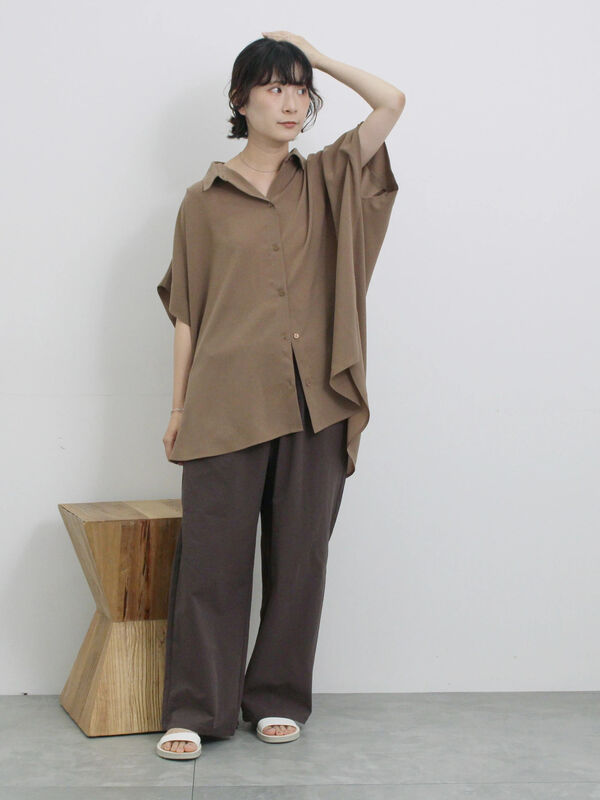 セール】 【接触冷感】ポンチョブラウス（モカ/イエロー/グリーン