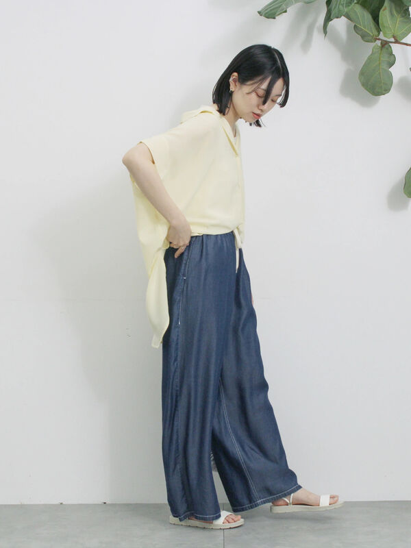 セール】 【接触冷感】ポンチョブラウス（モカ/イエロー/グリーン