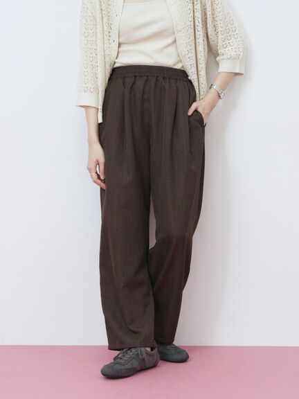 【チャコールグレー】【FLEX PANTS】ピンタック イージーパンツ /TR 強撚 ボタニーサージ チャコールグレー】【FLEX PANTS】ピンタック イージーパンツ /TR 強撚