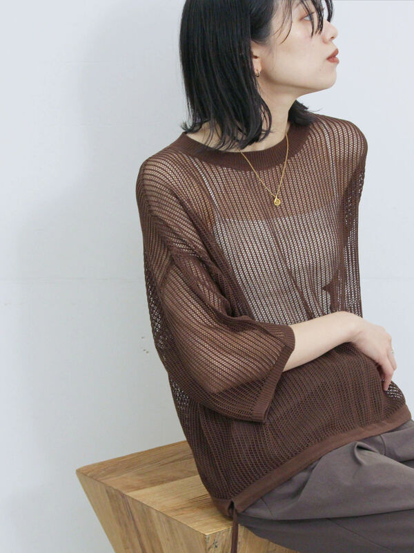 メッシュプルオーバー（ブラウン）｜Samansa Mos2 blue（サマンサモスモス ブルー）通販