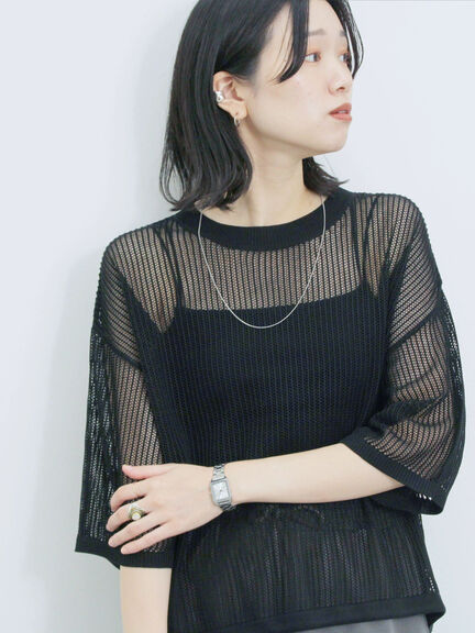 メッシュプルオーバー（ブラック/ベージュ/ブラウン）｜Samansa Mos2 blue（サマンサモスモス ブルー）通販