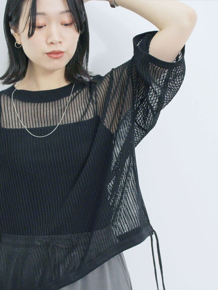 メッシュプルオーバー（ブラック/ベージュ/ブラウン）｜Samansa Mos2 blue（サマンサモスモス ブルー）通販
