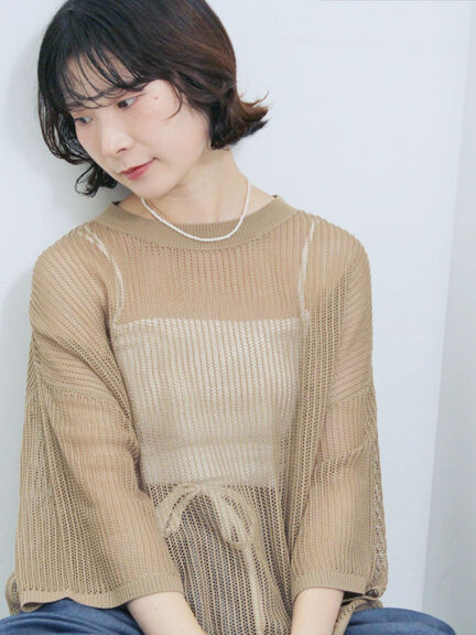 メッシュプルオーバー（ブラック/ベージュ/ブラウン）｜Samansa Mos2 blue（サマンサモスモス ブルー）通販