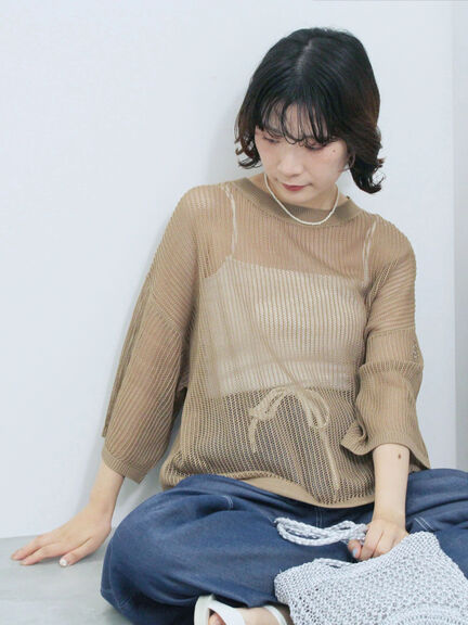 メッシュプルオーバー（ブラック/ベージュ/ブラウン）｜Samansa Mos2 blue（サマンサモスモス ブルー）通販