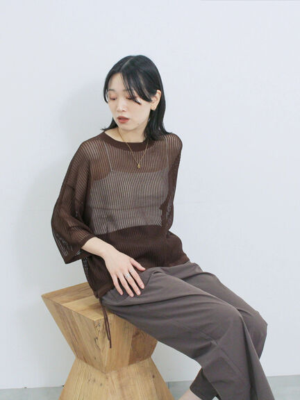 メッシュプルオーバー（ブラック/ベージュ/ブラウン）｜Samansa Mos2 blue（サマンサモスモス ブルー）通販