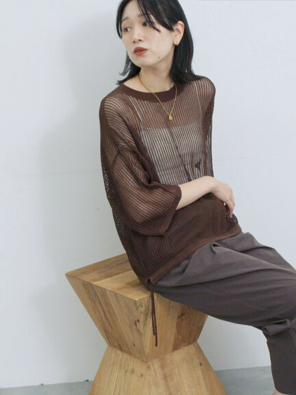 メッシュプルオーバー（ブラック/ベージュ/ブラウン）｜Samansa Mos2 blue（サマンサモスモス ブルー）通販