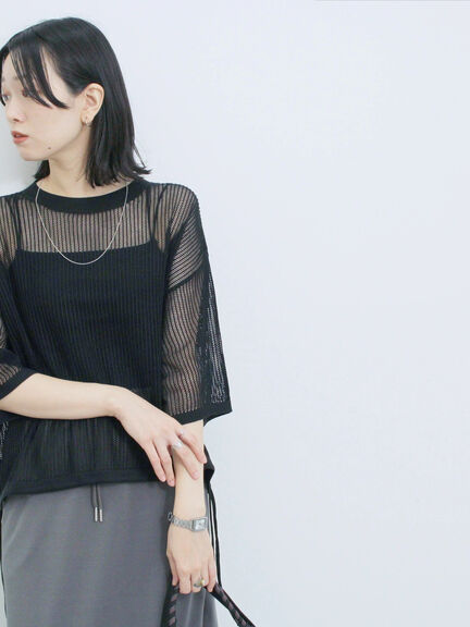メッシュプルオーバー（ブラック/ベージュ/ブラウン）｜Samansa Mos2 blue（サマンサモスモス ブルー）通販