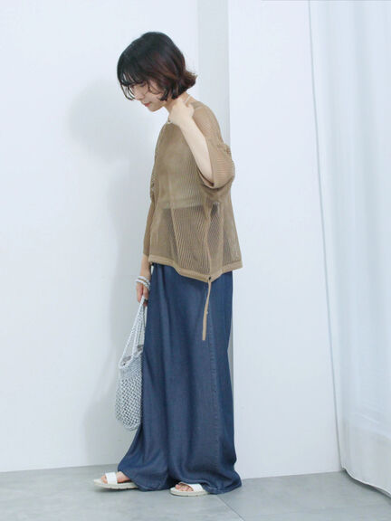 メッシュプルオーバー（ブラック/ベージュ/ブラウン）｜Samansa Mos2 blue（サマンサモスモス ブルー）通販