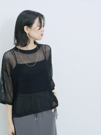 メッシュプルオーバー（ブラック/ベージュ/ブラウン）｜Samansa Mos2 blue（サマンサモスモス ブルー）通販