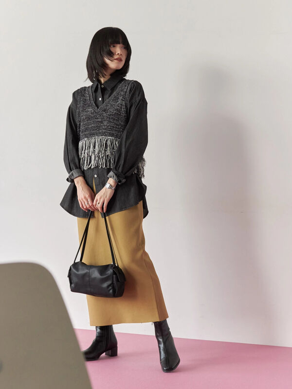 セール】 ダブルストラップミニバッグ（ブラック/ボルドー/ライト