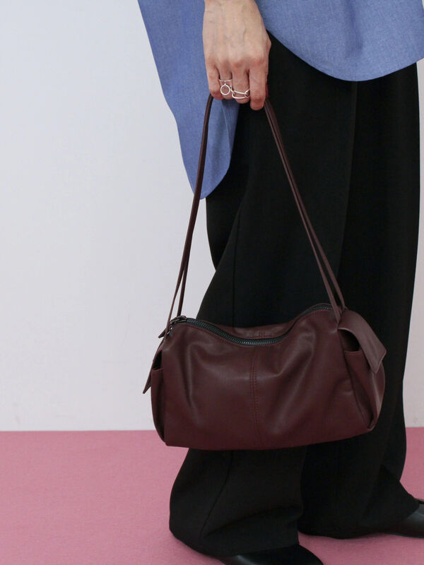 セール】 ダブルストラップミニバッグ（ブラック/ボルドー/ライト