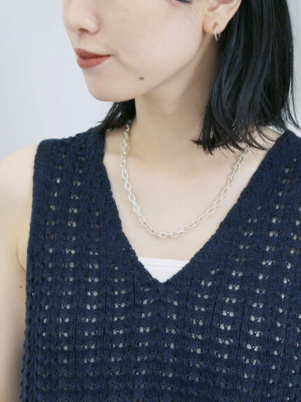 テープヤーン透かしニットベスト（チャコールグレー/ブラウン/キナリ）｜Samansa Mos2 blue（サマンサモスモス ブルー）通販