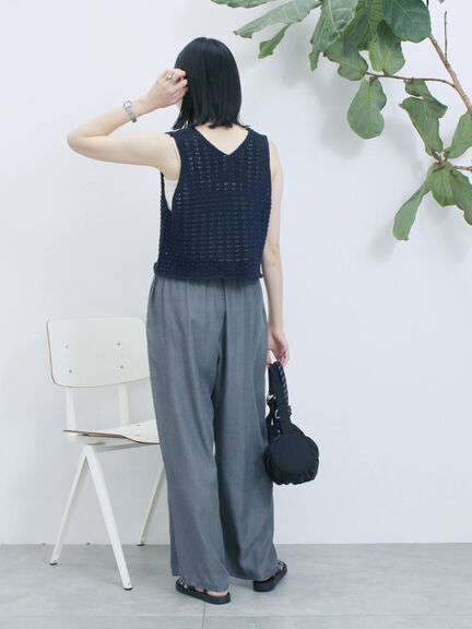 テープヤーン透かしニットベスト（チャコールグレー/ブラウン/キナリ）｜Samansa Mos2 blue（サマンサモスモス ブルー）通販