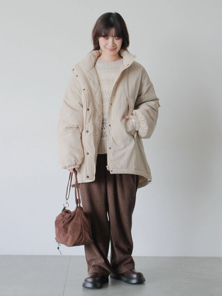 中綿モンスターコート（ブラック/ベージュ/カーキ）｜Samansa Mos2 blue（サマンサモスモス ブルー）通販