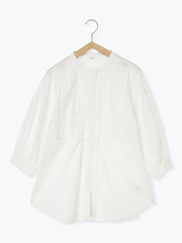 セール】 ピンタックブラウス（オフホワイト/チャコールグレー/キナリ