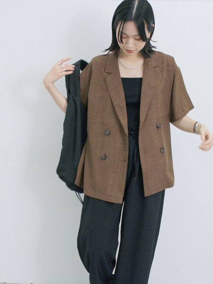◎ダブルボタンシャツジャケット（ブラック/ブラウン/キナリ）｜Samansa Mos2 blue（サマンサモスモス ブルー）通販
