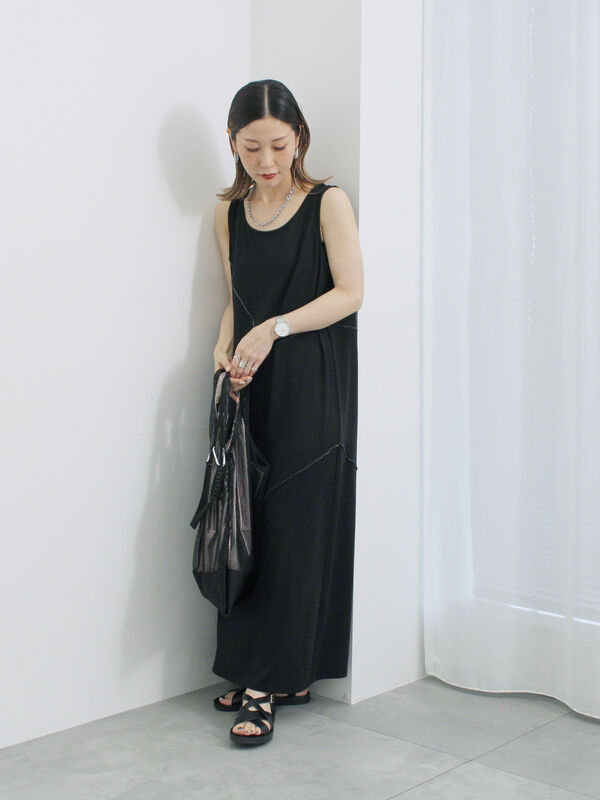◎【接触冷感】切替カットワンピース（チャコールグレー/ブラック/ＴＯＰグレー）｜Samansa Mos2 blue（サマンサモスモス ブルー）通販