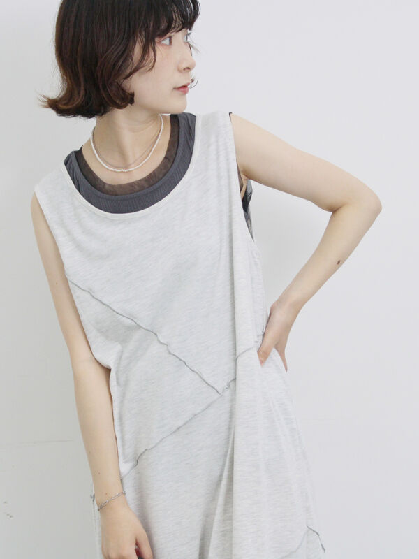 ◎【接触冷感】切替カットワンピース（ＴＯＰグレー）｜Samansa Mos2 blue（サマンサモスモス ブルー）通販