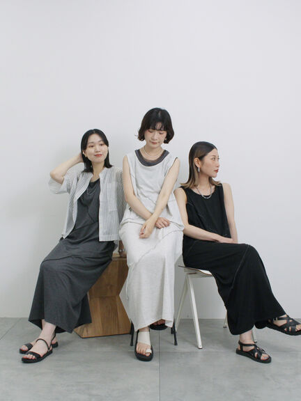 ◎【接触冷感】切替カットワンピース（チャコールグレー/ブラック/ＴＯＰグレー）｜Samansa Mos2 blue（サマンサモスモス ブルー）通販