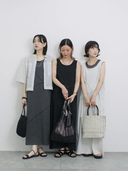 ◎【接触冷感】切替カットワンピース（チャコールグレー/ブラック/ＴＯＰグレー）｜Samansa Mos2 blue（サマンサモスモス ブルー）通販