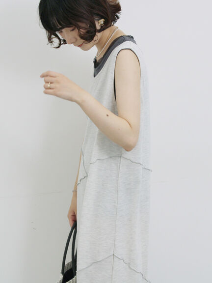 ◎【接触冷感】切替カットワンピース（チャコールグレー/ブラック/ＴＯＰグレー）｜Samansa Mos2 blue（サマンサモスモス ブルー）通販