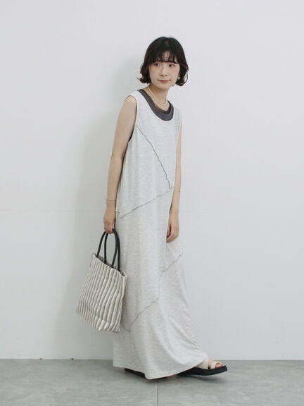 ◎【接触冷感】切替カットワンピース（チャコールグレー/ブラック/ＴＯＰグレー）｜Samansa Mos2 blue（サマンサモスモス ブルー）通販