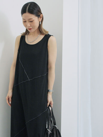 ◎【接触冷感】切替カットワンピース（チャコールグレー/ブラック/ＴＯＰグレー）｜Samansa Mos2 blue（サマンサモスモス ブルー）通販