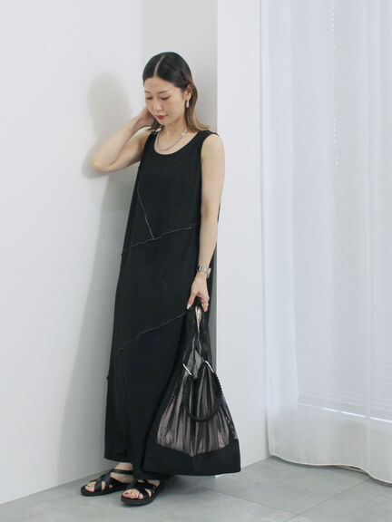 ◎【接触冷感】切替カットワンピース（チャコールグレー/ブラック/ＴＯＰグレー）｜Samansa Mos2 blue（サマンサモスモス ブルー）通販