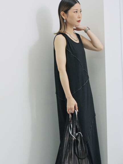 ◎【接触冷感】切替カットワンピース（チャコールグレー/ブラック/ＴＯＰグレー）｜Samansa Mos2 blue（サマンサモスモス ブルー）通販