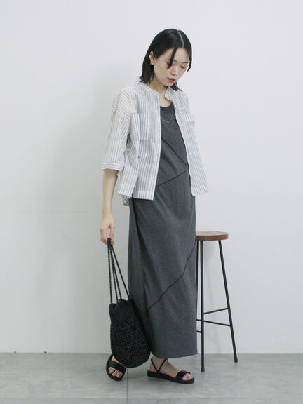 ◎【接触冷感】切替カットワンピース（チャコールグレー/ブラック/ＴＯＰグレー）｜Samansa Mos2 blue（サマンサモスモス ブルー）通販