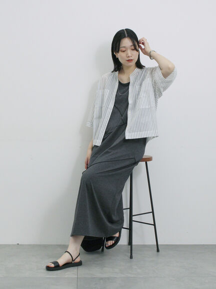 ◎【接触冷感】切替カットワンピース（チャコールグレー/ブラック/ＴＯＰグレー）｜Samansa Mos2 blue（サマンサモスモス ブルー）通販
