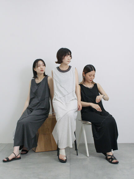 ◎【接触冷感】切替カットワンピース（チャコールグレー/ブラック/ＴＯＰグレー）｜Samansa Mos2 blue（サマンサモスモス ブルー）通販