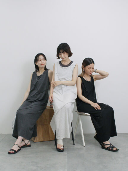 ◎【接触冷感】切替カットワンピース（チャコールグレー/ブラック/ＴＯＰグレー）｜Samansa Mos2 blue（サマンサモスモス ブルー）通販