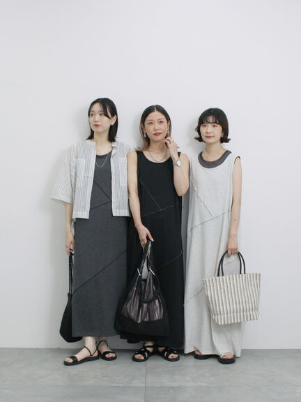 ◎【接触冷感】切替カットワンピース（チャコールグレー/ブラック/ＴＯＰグレー）｜Samansa Mos2 blue（サマンサモスモス ブルー）通販