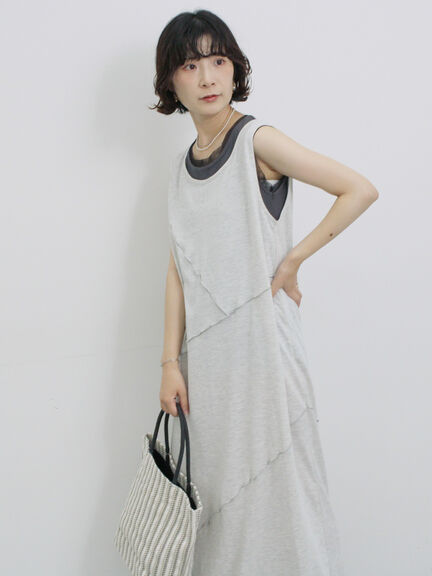 ◎【接触冷感】切替カットワンピース（チャコールグレー/ブラック/ＴＯＰグレー）｜Samansa Mos2 blue（サマンサモスモス ブルー）通販