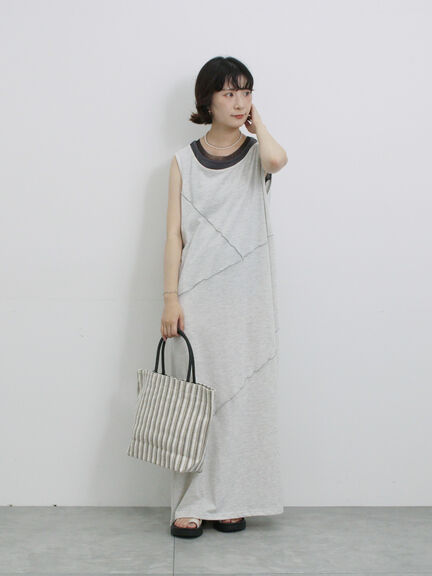 ◎【接触冷感】切替カットワンピース（チャコールグレー/ブラック/ＴＯＰグレー）｜Samansa Mos2 blue（サマンサモスモス ブルー）通販